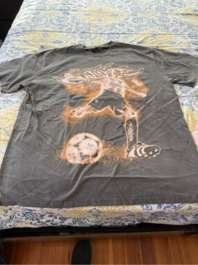 Evil Vice Men's Short-Sleeve Graphic Soccer Tee — Charcoal with Orange Print